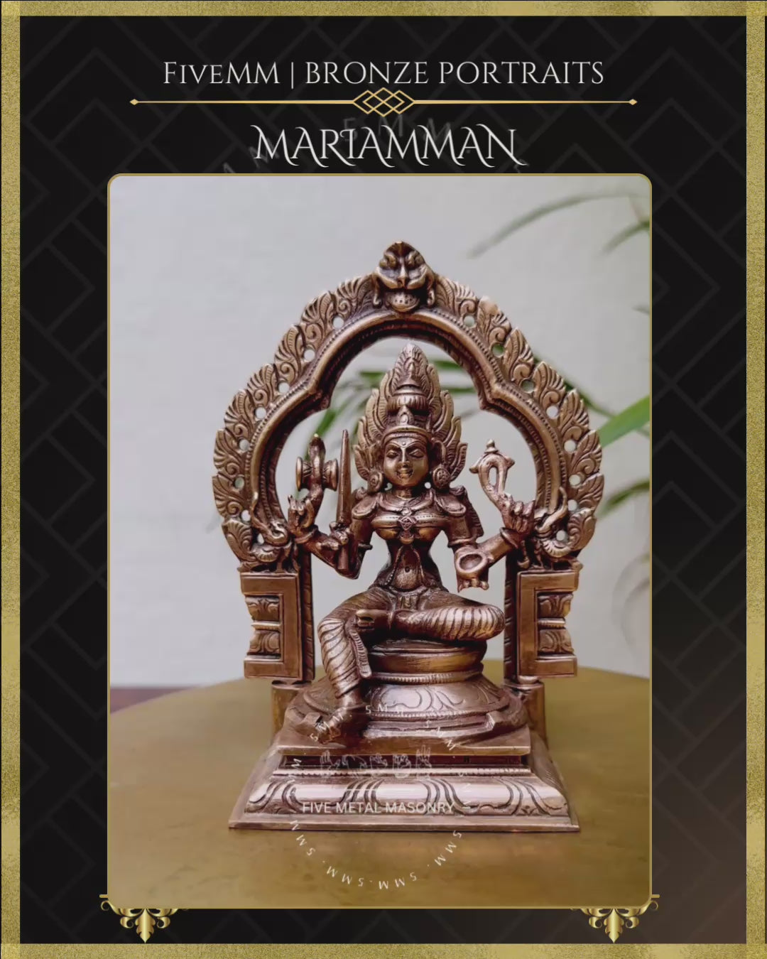 Mariamman Panchaloha Bronze statue – Shilpa Sastra iconography, handcrafted lost wax casting – Video- 360 degree view